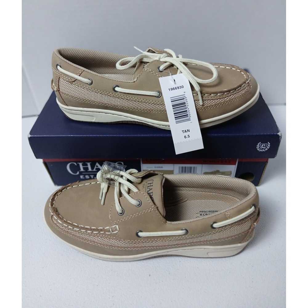 Chaps Dana Womens Boat Shoes Tan Mesh Memory Foam Loafers 1966930 Size 6.5 NEW